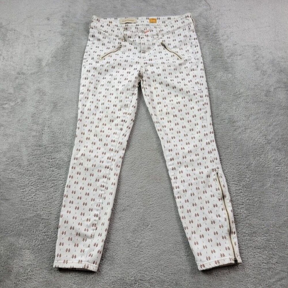 Pilcro And The Letterpress Pants Women 29x27 Fit Serif Moto Leaf No 29 Ankle Zip